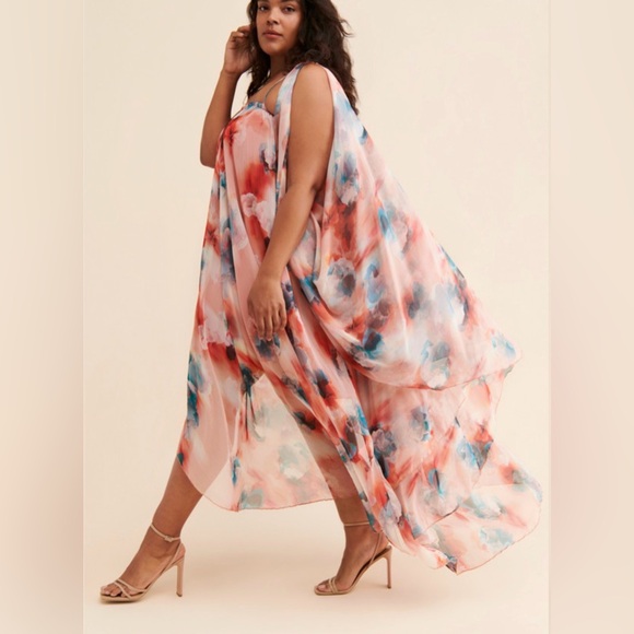 Anthropology Blurred Floral Asymmetrical Dress size small - Picture 3 of 5